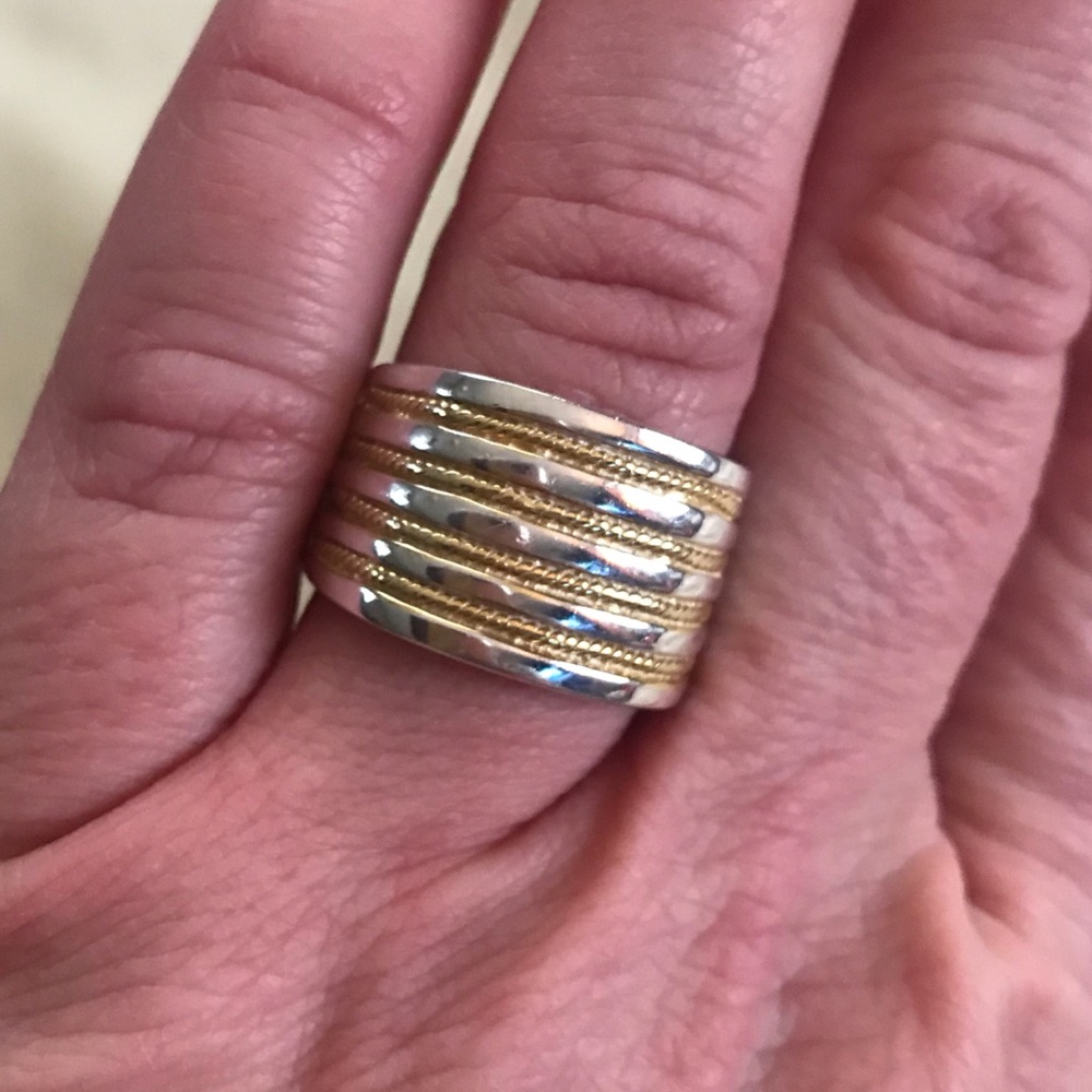 Sterling/Brass Wide Band